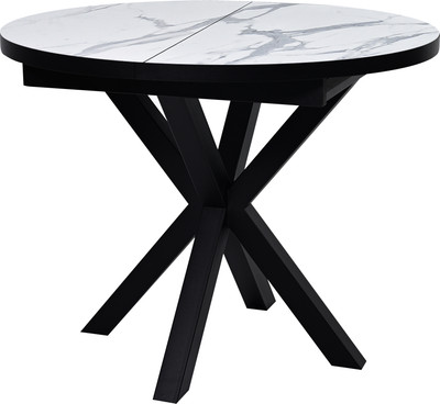 Обеденный стол Мир стульев Саен 24 100x100/30 (черный муар/мрамор белый 3027)