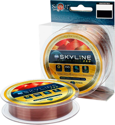 Леска флюорокарбоновая Sprut Skyline Fluorocarbon Composition Evo Tech Pro  (золото, 0.405мм, 14.45кг, 100м)