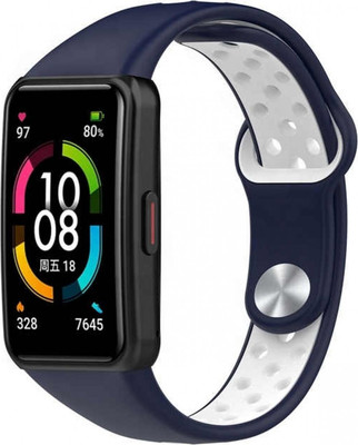 Ремешок для умных часов Rumi Sport N-style для Honor Band 6/7/Huawei Band 6 (синий/белый)