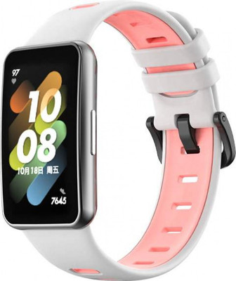 Ремешок для фитнес-трекера Rumi Для Huawei Band 7 (белый/розовый)