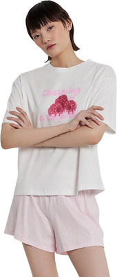 Пижама Mark Formelle 592591 (р.164/170-88-94, белый/клетка виши розовая)