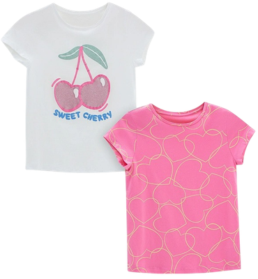 Комплект футболок детских Mark Formelle 117892-2 (р.134-68, белый/сердечки на розовом)