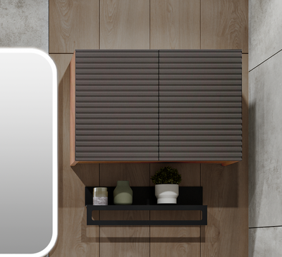 Шкаф для ванной Runo Соренто 60x40 / Тренто 60x40 вертикаль (крафтовый дуб/графит)