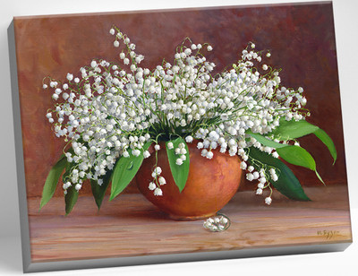 Картина по номерам Молли Бузин. Букет из ландышей в горшочке 40x50 / HR0737