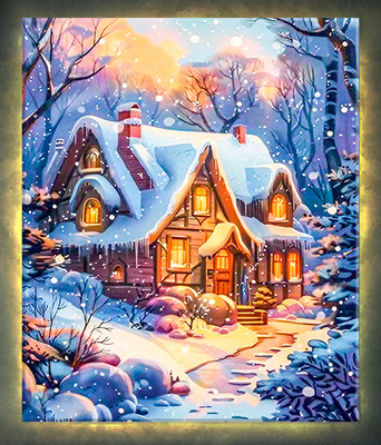 Картина по номерам Молли Домик в заснеженном лесу 40x50 / LHR0006
