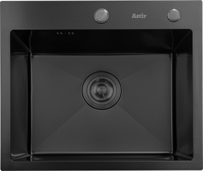 Мойка кухонная Astir Decor PVD Black 50x44B (с сифоном, дозатором и коландером)