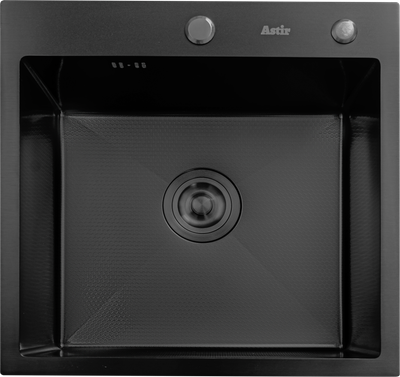 Мойка кухонная Astir Decor PVD Black 50x50B (с сифоном, дозатором и коландером)