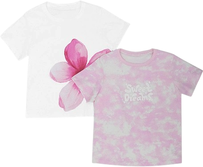 Комплект футболок детских Mark Formelle 117835-2 (р.104-56, белый/бело-розовые разводы)