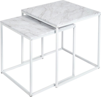 Комплект журнальных столиков Мебелик МеталлАрт М002 (белый мрамор/белый)