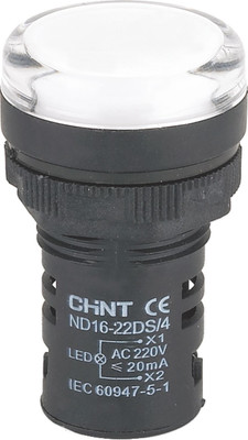 Лампа сигнальная Chint ND16-22DS/4 АС 400В (R) / 593430 (белый)