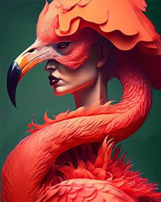 Картина по номерам Молли Фламинго боди арт 40x50 / HR0611
