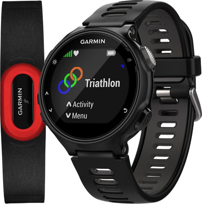 Ремешок для умных часов Rumi Силиконовый для Garmin Forerunner 220/230/235/620/630/735 (черный/серый)