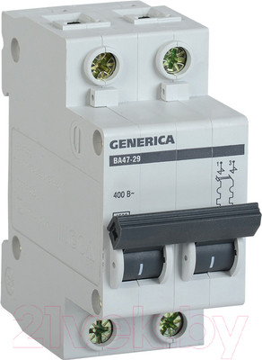 Выключатель автоматический Generica ВА 47-29 2Р 20А 4.5кА / MVA25-2-020-C