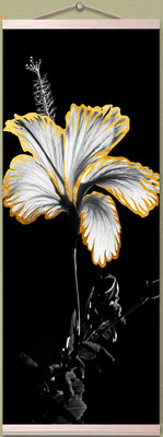 Картина по номерам Флюид Черно-белый гибискус 23x57 / HRP0159