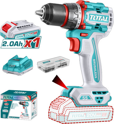 Аккумуляторная дрель-шуруповерт TOTAL TDLI205582