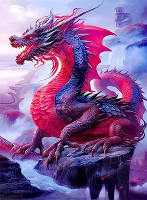 Картина по номерам Молли Красный дракон со светящейся краской 40x50 / FHR0575