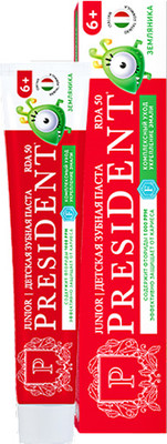 Зубная паста PresiDent Детская 6+ лет Земляника с фтором (70г)