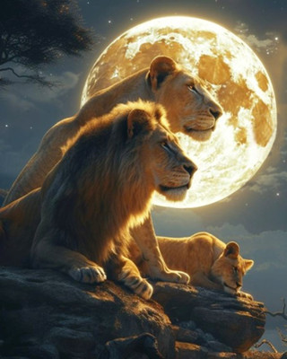 Картина по номерам Молли Львиная семья 40x50 / HR0736