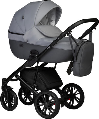 Детская универсальная коляска INDIGO Mio S 2в1 (04, темно-серая кожа/светло-серый)