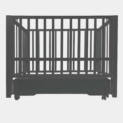 Детская кроватка INDIGO Norden универсальный маятник+колеса, ящик (массив березы, графитовый)