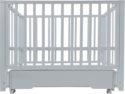 Детская кроватка INDIGO Norden универсальный маятник+колеса, ящик (массив березы, серый)