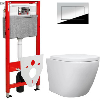 Унитаз подвесной с инсталляцией Lauter Vortex 2110830 + TECE Kit 9400412 с кнопкой (хром)