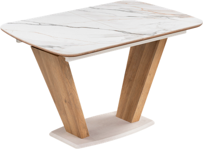 Обеденный стол Woodville Петир 120-160х80х75 / 588013 (gilt white/дуб монтана)