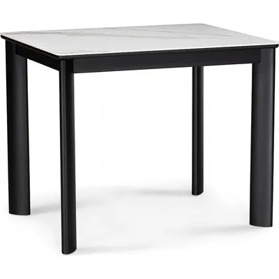 Обеденный стол Woodville Кина 90-130х65х76 / 588064 (alpine white/черный)