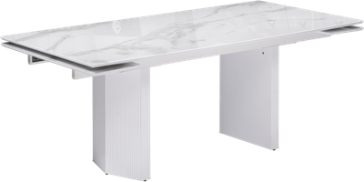 Обеденный стол Woodville Монерон 200-260х100х77 / 553541 (белый мрамор/белый)