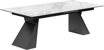Обеденный стол Woodville Денхольм 240-290х100х75 / 553548 (белый мрамор/черный)