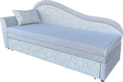 Тахта Анмикс Вика левая (светло беж-серый, велюр/принт инкас)