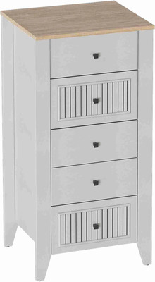 Комод Мебельград Валенсия 5 ящиков (персидский жемчуг/дуб натуральный светлый)