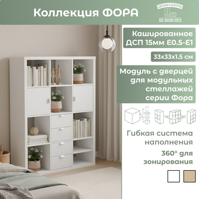 Модуль с дверцей Mio Tesoro Фора с металлической ручкой (белый)