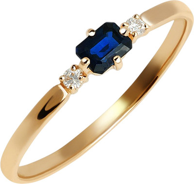 Кольцо из розового золота Кристалл CL16400226773 (р.17.5, с бриллиантом и сапфиром)