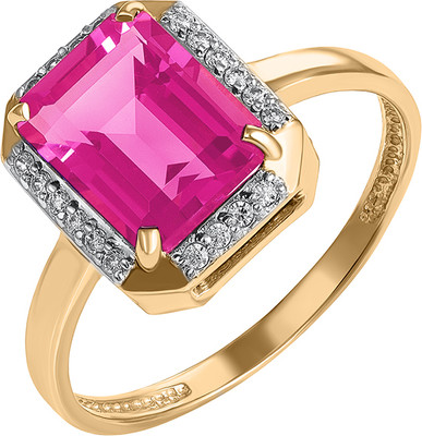 Кольцо из розового золота Кристалл CP06500226773 (р.17, с рубином и фианитом)