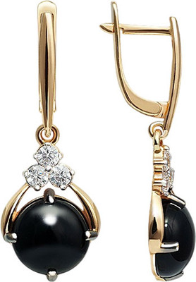 Серьги из розового золота Кристалл CK13400226773 (с агатом и фианитом)