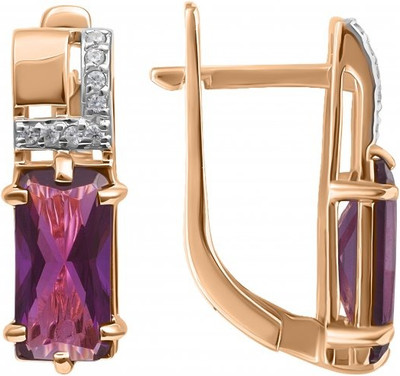 Серьги из розового золота Кристалл CP99400226773 (с аметистом и фианитом)