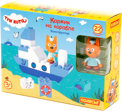 Конструктор Полесье Макси Три кота. Коржик на корабле / 77230 (22эл)