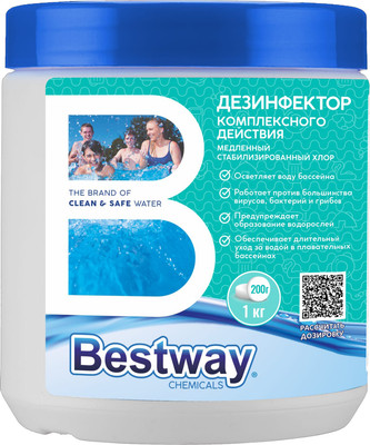 Средство для бассейна дезинфицирующее Bestway Медленный стабилизированный хлор в таблетках (1кг)