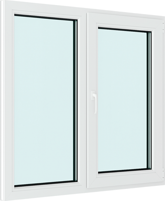 Окно ПВХ Добрае акенца Двухстворчатое с поворотно-откидной створкой 3 стекла (1400x1300)