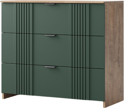 Комод Мебель-КМК 3Я Герта КМК 0979.17 (дуб веллингтон/SAT 22 зеленый мат)