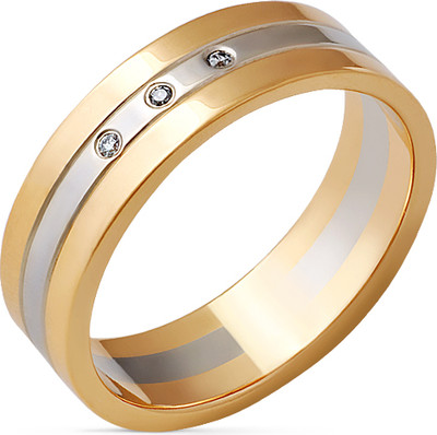 Кольцо обручальное из комбинированного золота Кристалл CC54200226773 (р. 20 с фианитами)