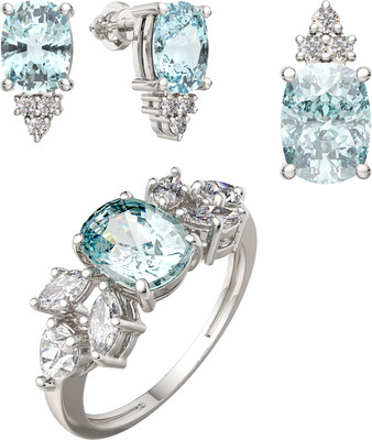 Комплект ювелирных украшений из серебра ZORKA С мятными вставками для Met Gala