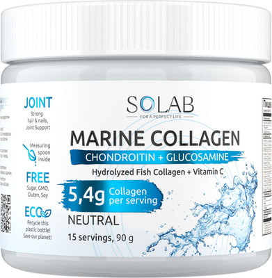 Коллаген SOLAB Морской с хондроитином, глюкозамином и витамином C (90г, нейтральный)