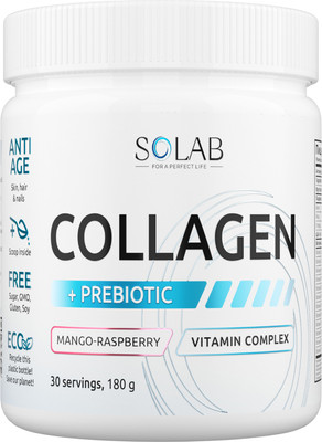 Коллаген SOLAB С пребиотиком (180г, манго/малина)