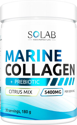 Коллаген SOLAB Морской с пребиотиком и витамином С (180г, цитрусовый микс)