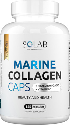 Коллаген SOLAB Морской с гиалуроновой кислотой и витамином С (155 капсул)