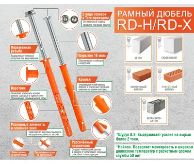 Дюбель рамный ЕКТ С шурупом RD-H 10x140 цилиндр / VE012685 (нейлон)
