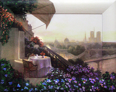 Картина Декарт Ресторан на балконе 8Л0384 (в раме)