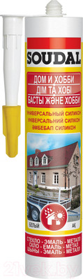 Герметик силиконовый Soudal Универсальный. Дом и хобби (280мл, белый)